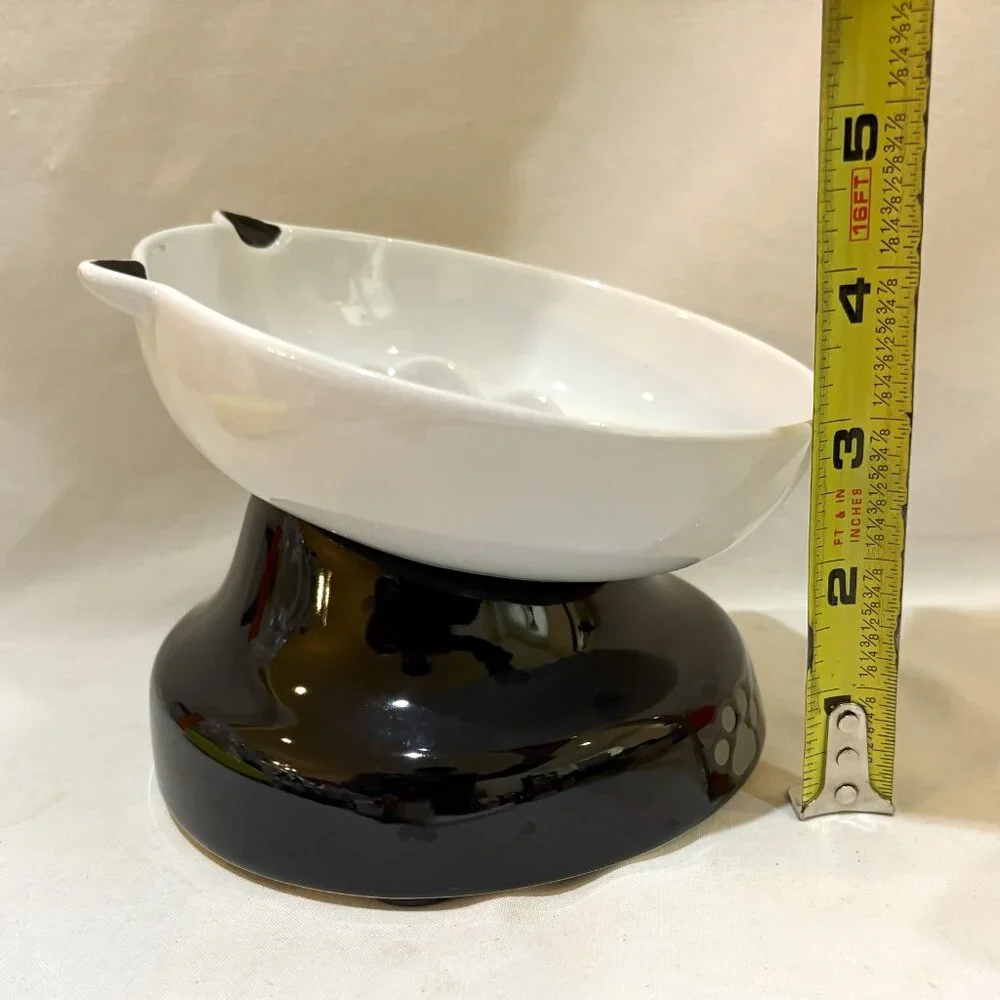 YHY Fine Porcelain Slow Feeder Elevated Tilting Cat Bowl Non-Slip Base